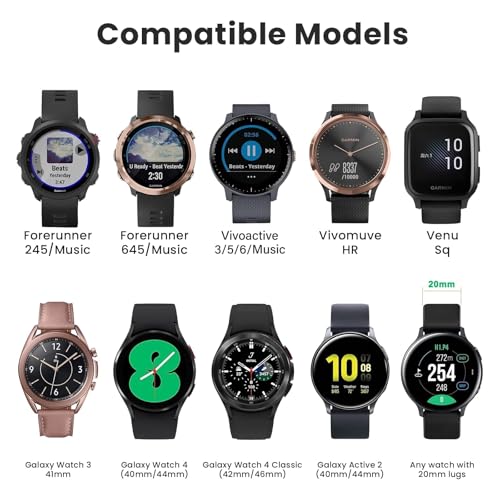 Silicone Replacement Strap for Galaxy Watch 4/5 & Garmin - White