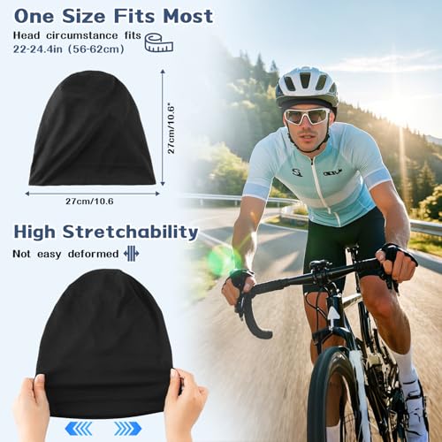 Cooling Skull Caps - 2 Pack Stretchy Sweat-Wicking Cycling Hats - Black+Black