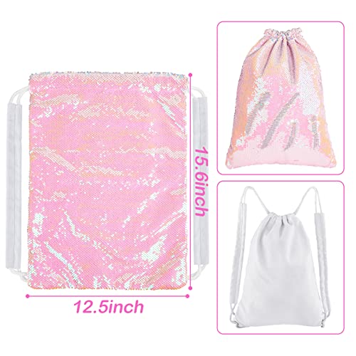 MHJY Sparkly Reversible Sequin Drawstring Backpack for Sports Gym
