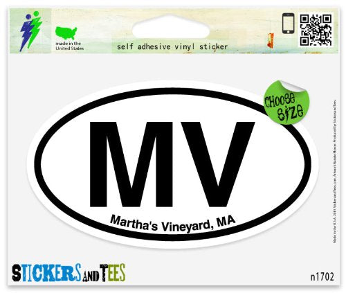 Marthas Vineyard Oval Vinyl Car Bumper Window Sticker - 5" x 3"