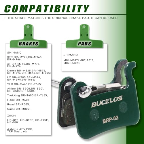 BUCKLOS Ceramic Bike Disc Brake Pads 25PC for Shimano & Zoom - Mountain & E-Bike Compatible