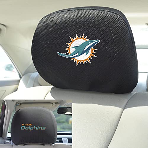NFL Miami Dolphins Embroidered Headrest Cover Set - Black