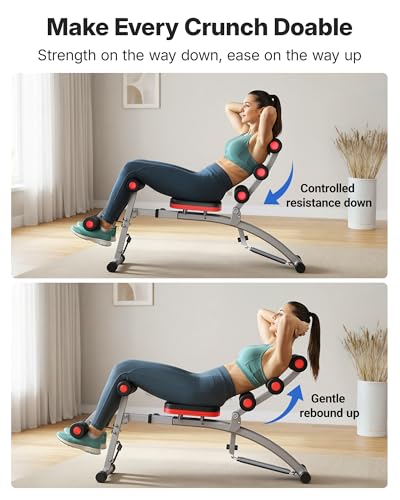 Adjustable Ab Trainer - Multi-Functional Core Workout Bench - Black Red