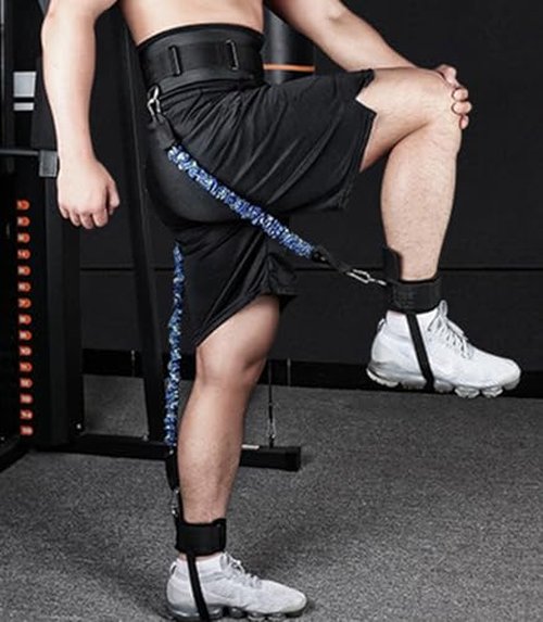 Vertical Jump Trainer with Adjustable Ankle Strap & Belt Horizontal Workout Equipment Leg Resistance Bands for Basketball Football Volleyball Training Equipment