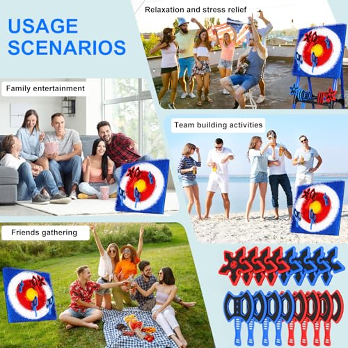 ARCUAT 8 Pcs Plastic Axe Throwing Game Set with Stars - Safe Indoor/Outdoor Fun