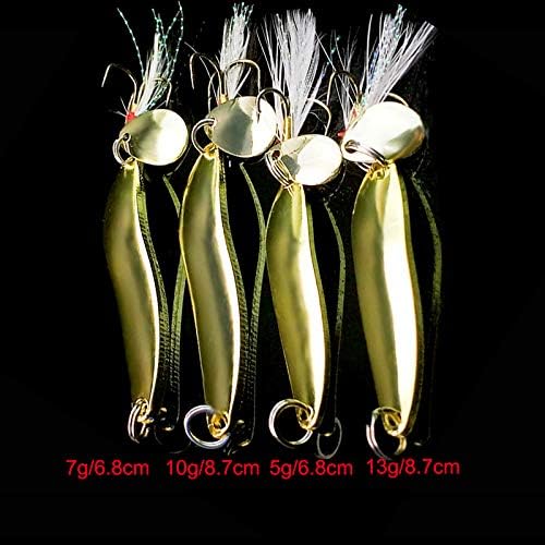 4pcs Metal Fishing Jigs - Sinking Spoons with Treble Hooks