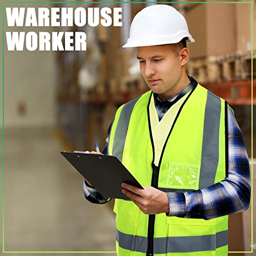 10 Pcs Reflective Safety Vest with Pockets and Zipper High Visibility Vest for Women Men Work, Construction, Cycling
