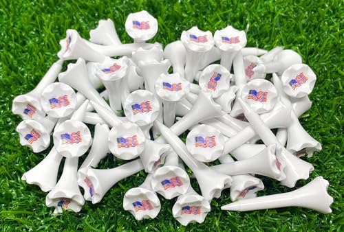 1 ½” Plastic Golf Tees - High Visibility White - Pack of 50 - Made in USA