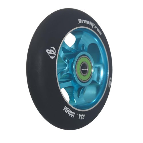 B BREAKFREE 2 Pack 100mm Scooter Wheels 85A Pro Scooters Replacement Wheels with ABEC-9 Bearings Installed(light blue)