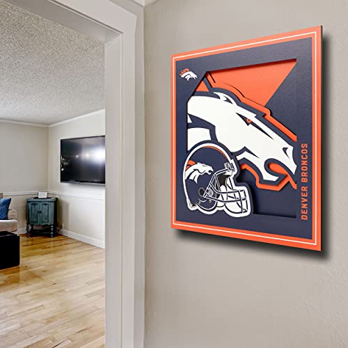 YouTheFan NFL Denver Broncos 3D Logo Wall Art 12" x 12" - Floating Multi-Layered Design