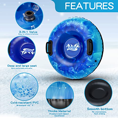 40 Inch Snow Tube - Heavy Duty Inflatable Sled for Kids & Adults