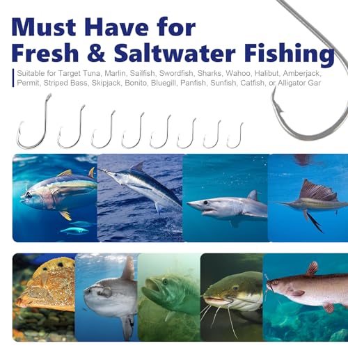 Circle Hooks for Saltwater Fishing - 40pcs Size 3/0