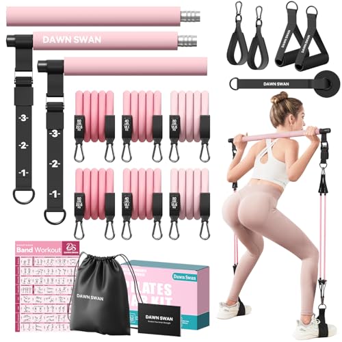 Adjustable Pilates Bar Kit with Resistance Bands for Home Workouts
