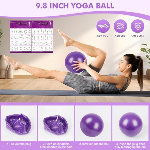 Pilates Ring Set with Resistance Bands & Ball - Basic-level Purple