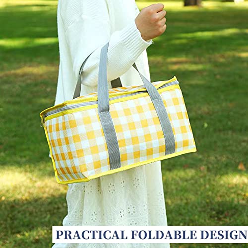 Insulated Foldable Cooler Bag - Yellow Picnic Basket