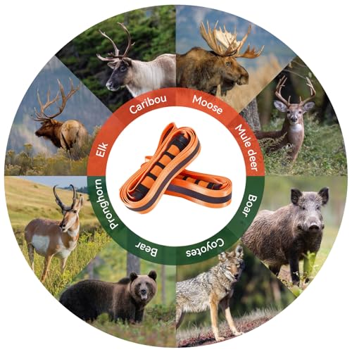 GearOZ 2-Pack Deer Drag Ropes with Harness, 76" Reflective Orange Drag Straps with Handles