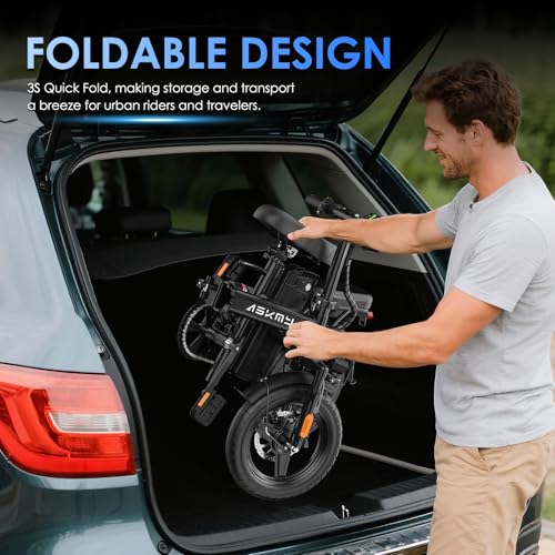Foldable Electric Bike for Adults & Teens - 14" Mini Ebike with 740W Motor, 10AH Battery - Black