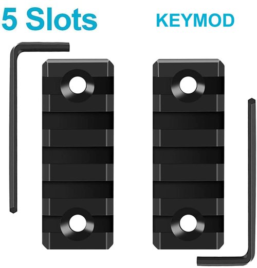 Gotical 5 Slots Aluminum Key mod Rail Section for Key mod Five Slots Key mod Rail Picatinnii Rail Section (Pack of 3-6 PCS 5 Slots)