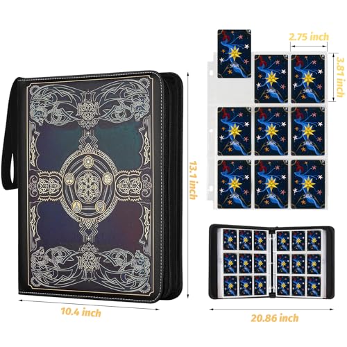 GERMUN 9 Pocket 720 MTG Card Binder Black Purple - Premium Trading Card Album