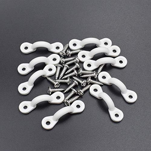 Kayak Pad Eye Kit - 10 Nylon Tie Down Loops, Stainless Steel Screws - White