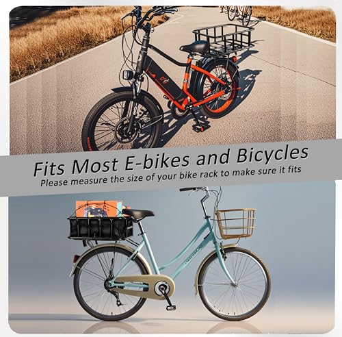 Large Rear Bike Basket with Waterproof Cover & Cargo Net