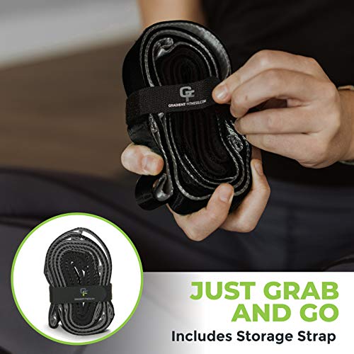 12-Loop Stretching Strap with Neoprene Handles - 8ft Physical Therapy - Black/Grey