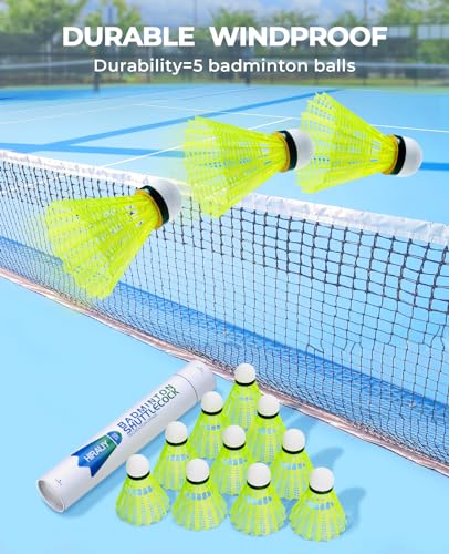 Yellow Nylon Badminton Shuttlecocks - 12 Pack for Outdoor Play