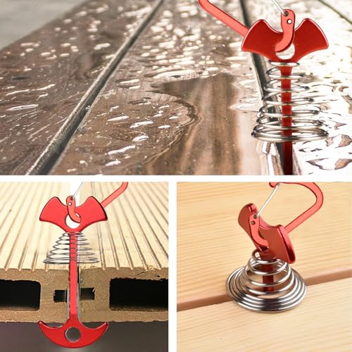5 Pack Fishbone Deck Anchor Pegs with Spring Buckles - Red