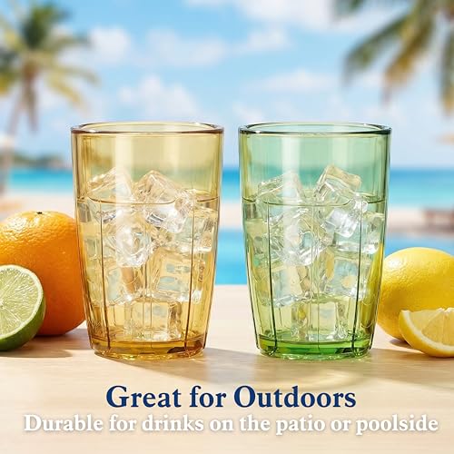 ZEAYEA 6-Pack 14 oz Acrylic Drinking Cups, Unbreakable Stackable Tumbler Set BPA-Free
