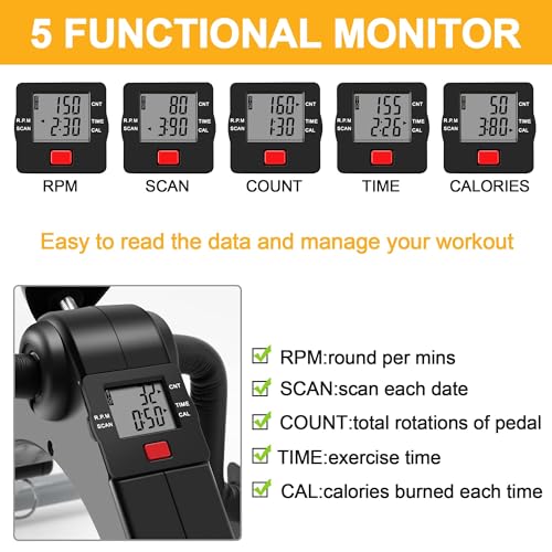 Foldable Pedal Exerciser for Desk - Arm and Leg Exercise Bike with LCD Monitor