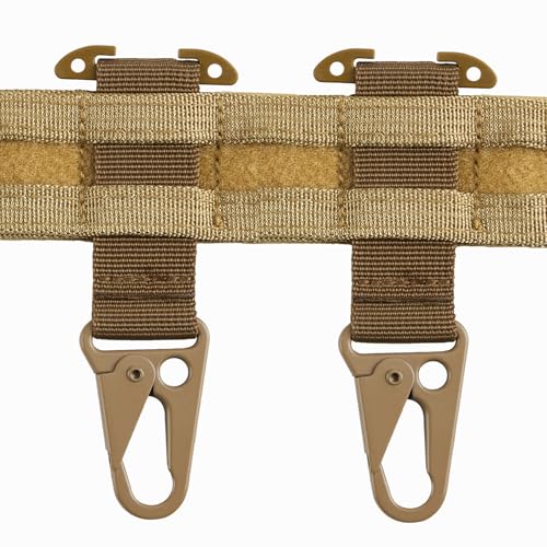 Tactical Belt Clip T-Mount - MOLLE Bag Clip Carabiner 2PCS Coyote Brown