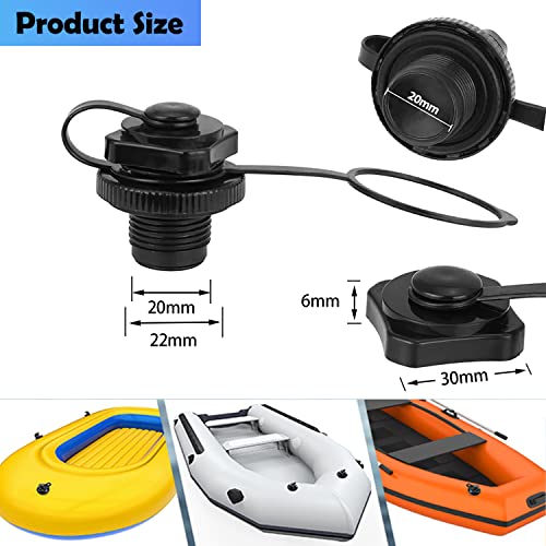 Inflatable Boat Air Valve - 2PCS One-Way Spiral Plugs - Black