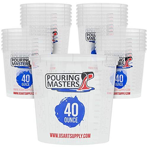 24-Pack 40 Ounce Graduated Plastic Mixing Cups for Resin Paint & Art - Includes Measurement Ratios