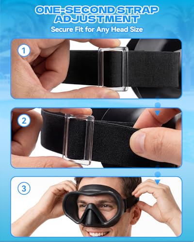 Diving Mask for Adults & Youth - Anti-Fog Snorkel Goggles, 1-Pack Black
