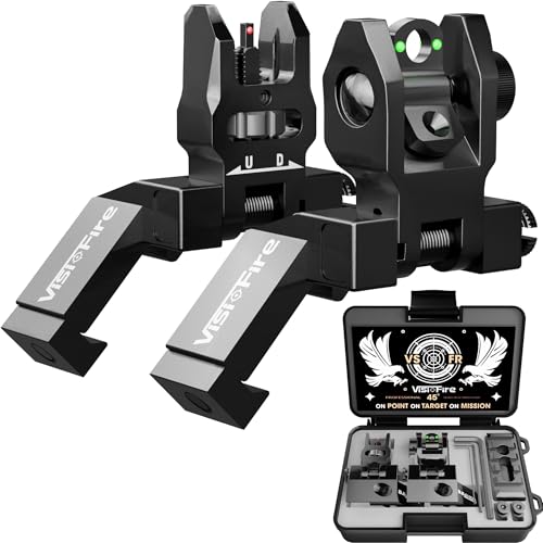 45 Degree Offset Iron Sights - Adjustable Flip Up Fiber Optic with Red Green Dots