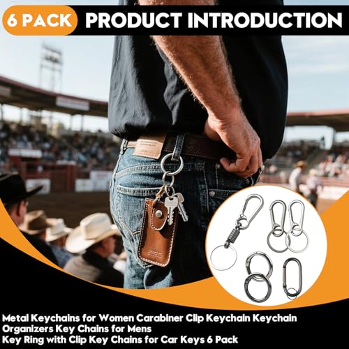 Durable Keychain Clip Set - 6 Pack Key Ring Holders