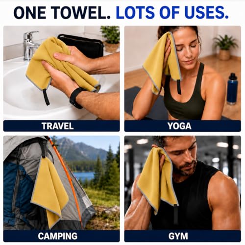 Ultralight Quick Dry Microfiber Towel - Yellow, Small