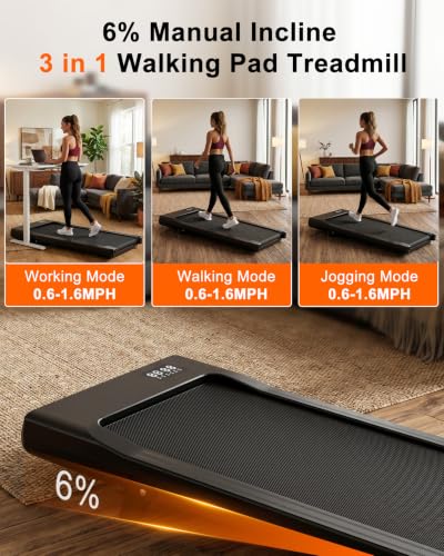 Portable Under Desk Treadmill with 6% Incline & Remote Control