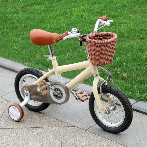 Kids Bicycle Basket - Woven Wicker Handlebar Basket - Brown