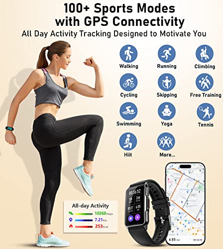 Smart Watch Fitness Tracker with Heart Rate & Sleep Monitor - Black