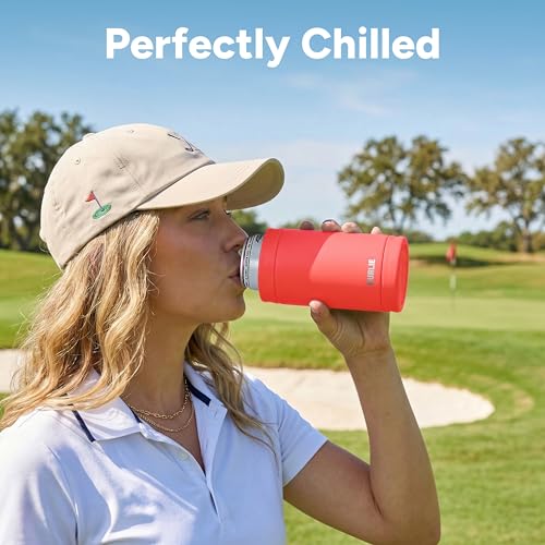 DUALIE 3-in-1 Insulated Can Cooler - Coral, Fits 12 oz Cans & Bottles, Keeps Drinks Cold