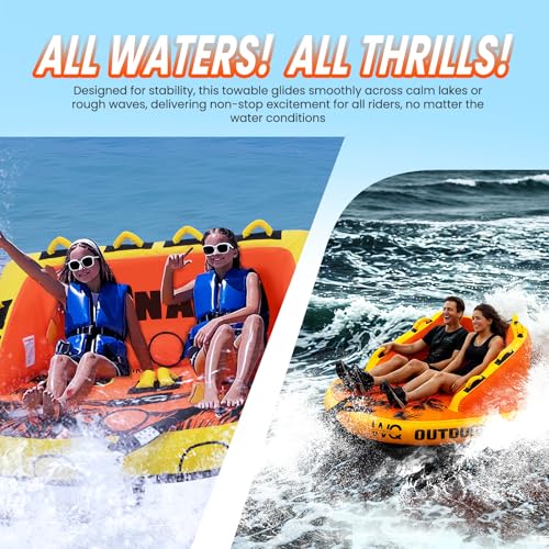 Heavy-Duty Towable Tube for Boating - 840D Nylon, 2 Rider - Maple Leaf