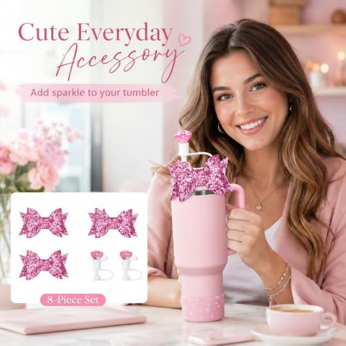 Stanley Cup Accessories Set - 7Pcs Pink Charm & Straw Kit