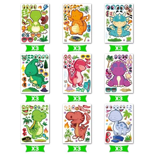Dinosaur Face Stickers - 27 Sheets Make Your Own Dino Stickers