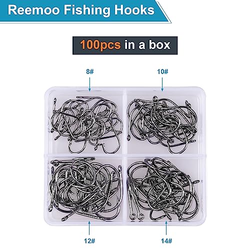 Carbon Steel Fishing Hooks Set - 100 Pieces with Storage Box