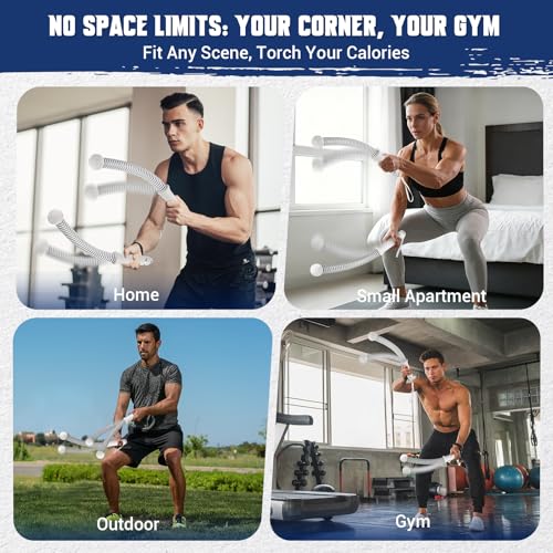Ropeless Weighted Battle Rope for Home Gym - Portable Cordless Set