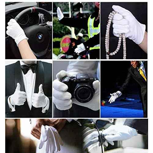12Pairs White Cotton Gloves for Eczema and Dry Hands - Breathable Work Glove Liners - Moisturizing SPA Soft Jewelry Inspection Gloves - Stretchy Fit Cloth Gloves for Most Women