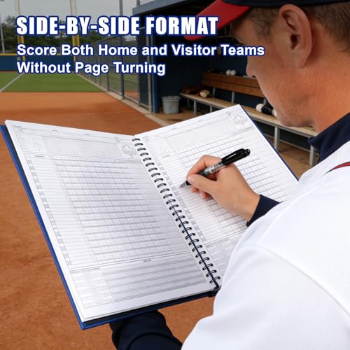 Premium Baseball Softball Scorebook - Blue, 65 Games, Hard Cover