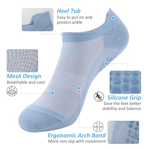 Pilates Socks with Grips for Women - 7 Pairs Multicolor
