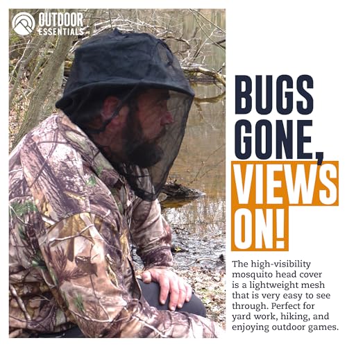 Mosquito Head Net - 2 Pieces Bug Protection for Hunting & Camping - Black